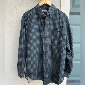 Vintage Bugle Boy Shirt Men Medium Green Blue Long Sleeve Preppy Retro 90s Y2K